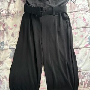 Bar III Black Wide Leg Pant jumpsuit with Belt NWOT